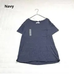 新品タグ付き【ネイビー】半袖Tシャツ　ポケット　夏　無地　シンプル　紺　Mのサムネイル