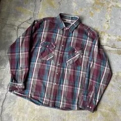 ★ 90S USA FIVE BROTHER ネルシャツ パープル チェック