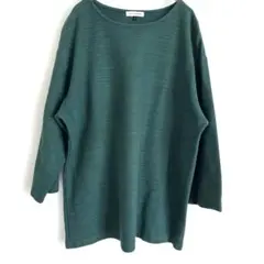 アーヴェヴェ　ダークグリーン 五分袖ニット　サイズL