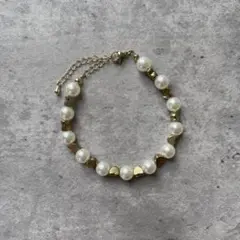 heart gold×Pearl Bracelet brand by Ymoi