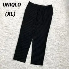 UNIQLO ユニクロ　ストライプ　イージーパンツ　ウエストゴム　黒　ブラック