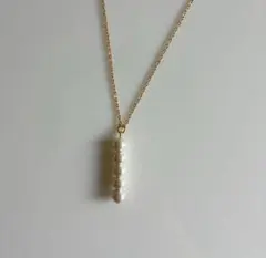 コットンパール5粒　ゴールドチェーンネックレス