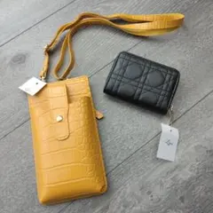 クロコダイル調スマホショルダー・カードケース