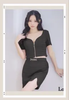 新品　半袖　キャバ　ミニドレス タイト　スリット　LoveRich 黒