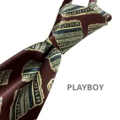 PLAY BOY 幾何学模様 ネクタイ バーガンディ