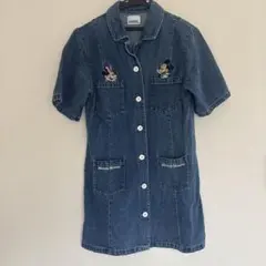 46. 4GEEKS ミッキー ミニー 刺繍 半袖ワンピース　ディズニー