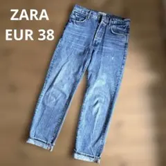 ZARA ブルー デニム　ボタンフライ　ロールアップEUR 38