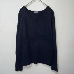 ジーユー　Vネック　長袖　ニット　セーター　ブラック　シンプル　カジュアル　M