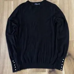ZARA 黒のパールボタン付き長袖ニット