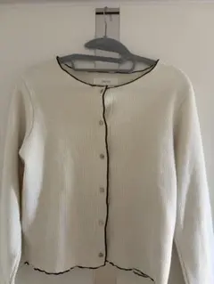 アイボリー リブ編みカーディガン