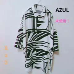 AZUL 半袖シャツ アート柄 モノクロ オーバーサイズ フリーサイズのサムネイル