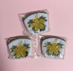 【新品未使用】ハワイアンキルト風 ミニポーチ 3個セット ハイビスカス柄