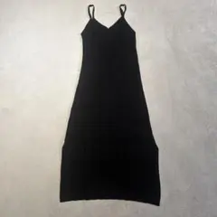 黒 リブ編み キャミワンピース