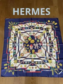 美品。HERMES エルメス モザイク24 フリンジ付き ロング ストール