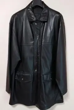 レザー ハーフコート 黒 LL　ヴィンテージ