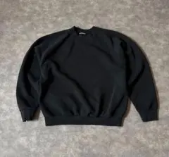 ブラック無地スウェット　黒　ラグラン　クルーネック　80s 90s 古着　短丈