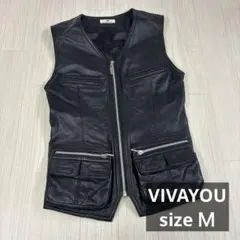 VIVAYOU ブラックレザー ジレ　オールド　シープスキン　y2kのサムネイル