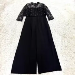 【新品同様】 ダイアグラム　刺繍ワイドサロペット　結婚式　ドレス S ブラックのサムネイル