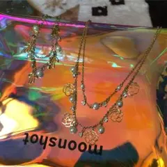 2連ローズネックレス&リボンブレス♡未使用品♪
