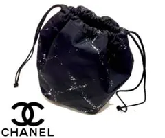 シャネル☆巾着ポーチ　旧トラベルライン　アクセサリーポーチ　ミニバッグ　ロゴ　黒