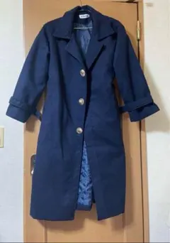 ロングコート　ネイビー　レディース