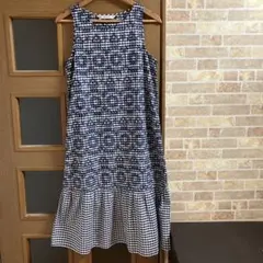 ZARA BASIC ギンガムチェック　刺繍 ワンピース XS