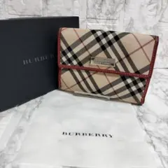 BURBERRY 三つ折り財布 ノバチェック レッドのサムネイル