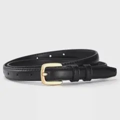 ベルト レディース 細め シンプル 本革調 黒 スタイルアップ 通勤 b12