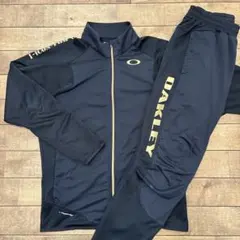 オークリー ジャージ上下 セットアップ ジップアップ 黒金 M