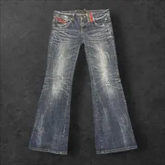 00s【archive】Y2K zip gimmick flare denim