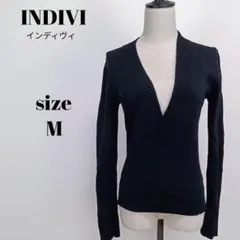 【a2285】INDIVI インディヴィ Vネック トップス 38 ブラック