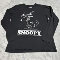 PEANUTS SNOOPY 長袖Tシャツ ブラック プリント