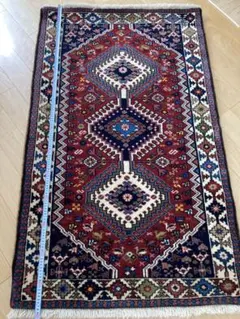 100x63cmペルシャ手織りヤラメ絨毯(064)ギャッベ・マット・じゅうたん