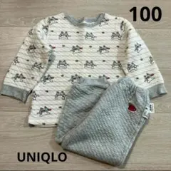 100センチ　ノンタン　ユニクロ 長袖パジャマ パジャマ上下セット セットアップ