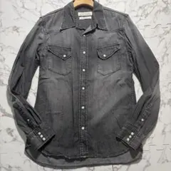Lsize✨ レミレリーフ デニム ジャケット シャツ スナップボタン 黒のサムネイル