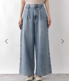 グローバルワーク GOODデニム タックワイドパンツ 115332 M