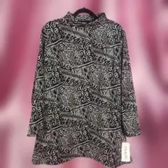 新品更にOFF❤ 幾何学柄 ハイネックチュニック モノトーン9210