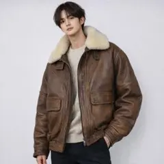 【特大4L】WIND ARMOR　G-1　3way　ラムレザー　ブラウン　ファー