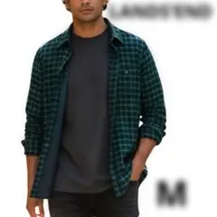LANDS‘END メンズ チェックシャツ 長袖 グリーン カジュアルシャツ Mのサムネイル