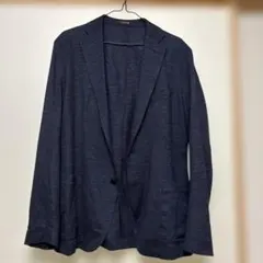 ネイビー ホップサック アンコンジャケット ジャンネット 46 ホップサック アンコンジャケット ジャンネット 50%OFF!ジャンネット 伊製 春夏 M ジャケット・アウター