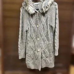 earth フード付きカーディガン（ウール）