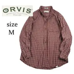 ORVIS オービス チェック ボタンダウンシャツ コットン M 長袖 赤のサムネイル