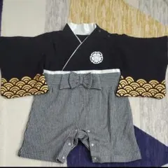 【美品】ベビー 袴ロンパース 男の子 お食い初め 初節句 お宮参り 紋付袴