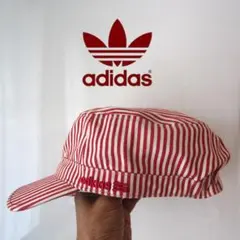 美品　adidas／アディダス★　赤ストライプ　ゴルフキャップ　57-59cm