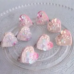 ハート ビーズ刺繍 ピアス ピンク