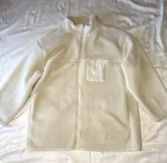 ホワイト フリースジャケット ジップアップ