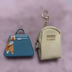 KALDI ハンドバッグ型空き缶　& ミニチュアバックパック　 べ−ジュ