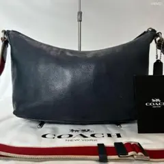 【美品】コーチ ヘリテージ ウェブ ショルダーバッグ レザー 黒 カラーライン