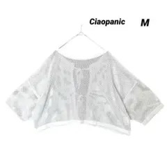 Ciaopanic 透かし編み メッシュ ボレロ M 白 リボン 半袖 ショートのサムネイル