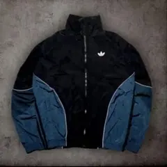adidas ナイロンジャケット 黒/青